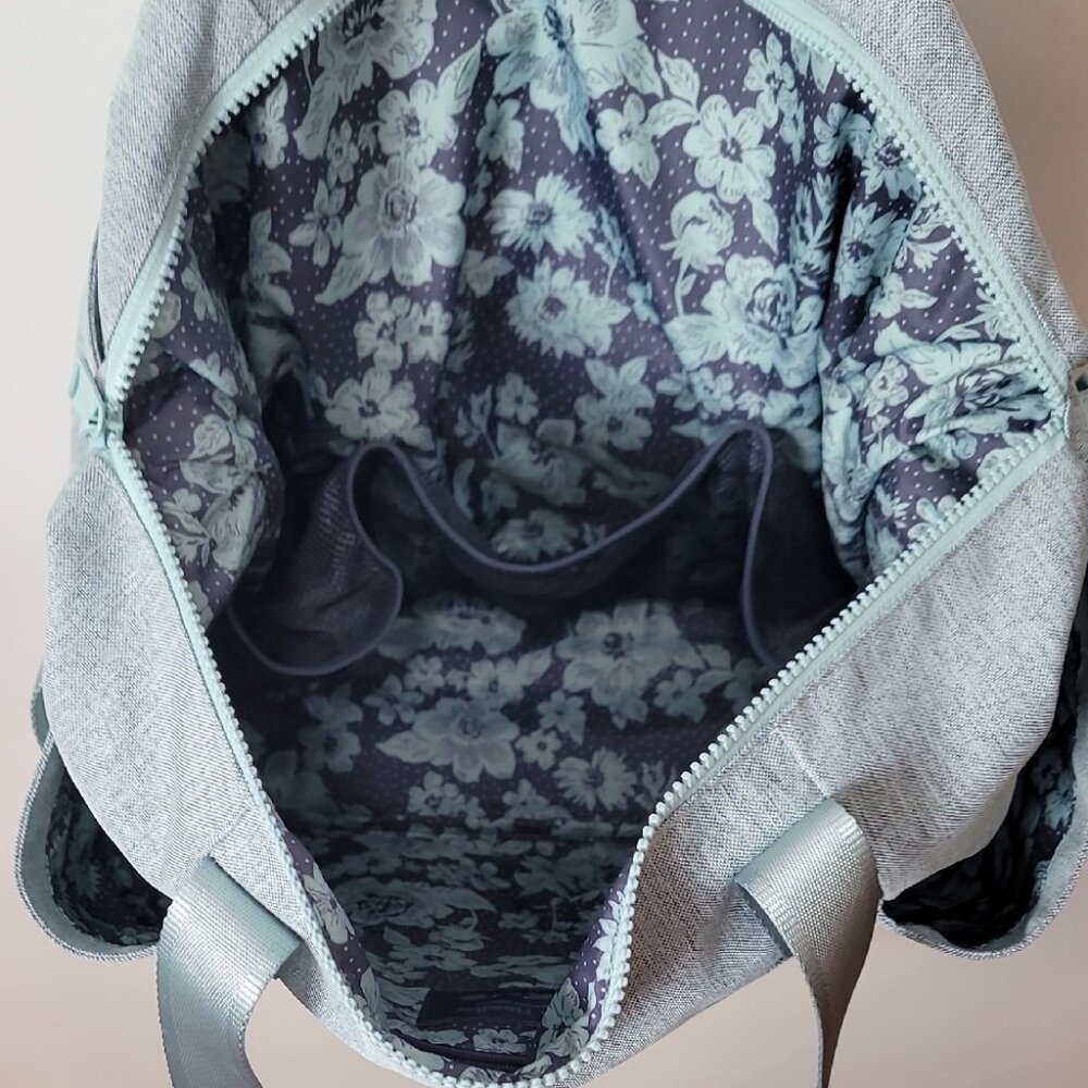 Vera Bradley Gray Recycled Cotton Commuter Tote Bag Adjustable Strap & Inner Poc - Picture 3 of 15